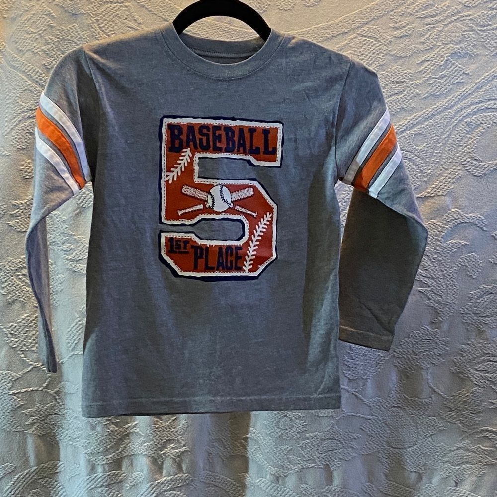 10/$50 Garanimals Gray and Orange Baseball Long Sleeve Tee Boy Size 7